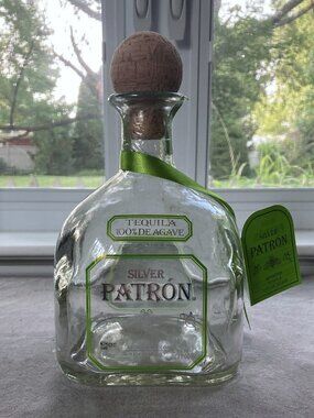 Empty Patron Tequila Bottle 1L Original, with Cork, ManCave, Craft, Upcycle, DIY